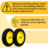 MZREXN 4.80/4.00-8" Wheelbarrow Tires, 15" Flat Free Tire and Wheel