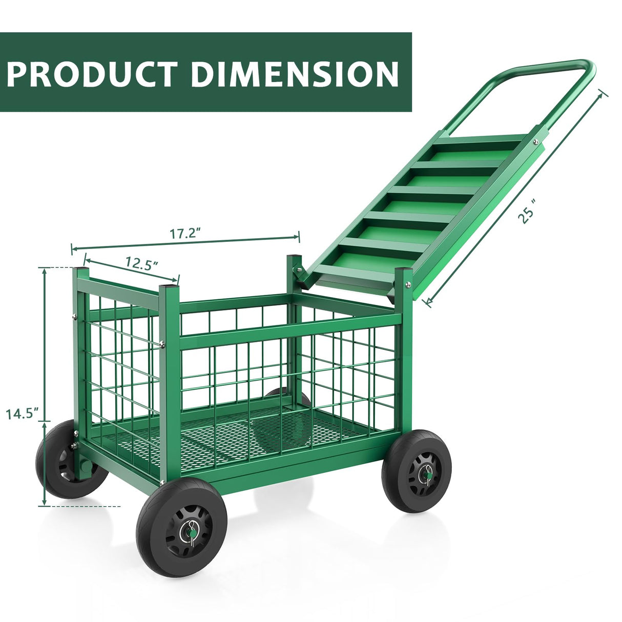 Garden Cart with Seat,3-in-1 Rolling Seat with Wheels for Seniors Gardening