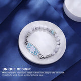 JFJEWER Medical Alert Bracelets for Women Free Engraving, Personalized Customizable ID Bracelet, White Turquoise Beaded Emergency Bracelets - Style 6