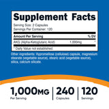 Nutricost AKG Alpha Ketoglutaric Acid Supplement 1,000 mg, 240 Capsules, 120 Servings Per Bottle - Powerful Precursor to Glutamine & Arginine, Energy Support Supplement
