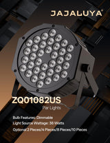 JAJALUYA LED Par Lights 36 LED Stage Lights 7 Modes RGB DJ Lights with Sound Activated Remote and DMX Control DJ Uplighting for Birthday Party Events Wedding Christmas Stage Lighting (8 Packs)