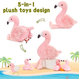 MorisMos Plush Flamingo Stuffed Animals-18in Mommy Stuffed Flamingo with 4 Baby Bird Toys for Girls Boys,Pink Bird Stuffed Animal Gift for Kids Women Birthday Decor Baby Shower Christmas
