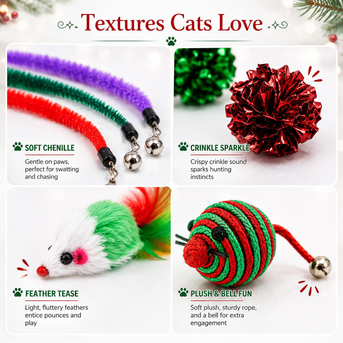 Cat Advent Calendar 2026, 24 Days Assorted Interactive Toys for Indoor Cats