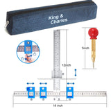 King&Charles Cabinet Hardware Jig, Metal Cabinet Handle Jig with Automatic Center Punch, Perfect Set - Avoid Jitter Caused by Direct Drilling, Use for Handles and Pulls on Drawers/Doors.