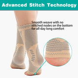 INDEEMAX Ankle Brace for Sprained Ankle Compression Sleeve, 2 Pack Copper Infused Ankle Support Brace for Women & Men, Plantar Fasciitis Relief Achilles Tendonitis, Sports Running, Skin Silver, L