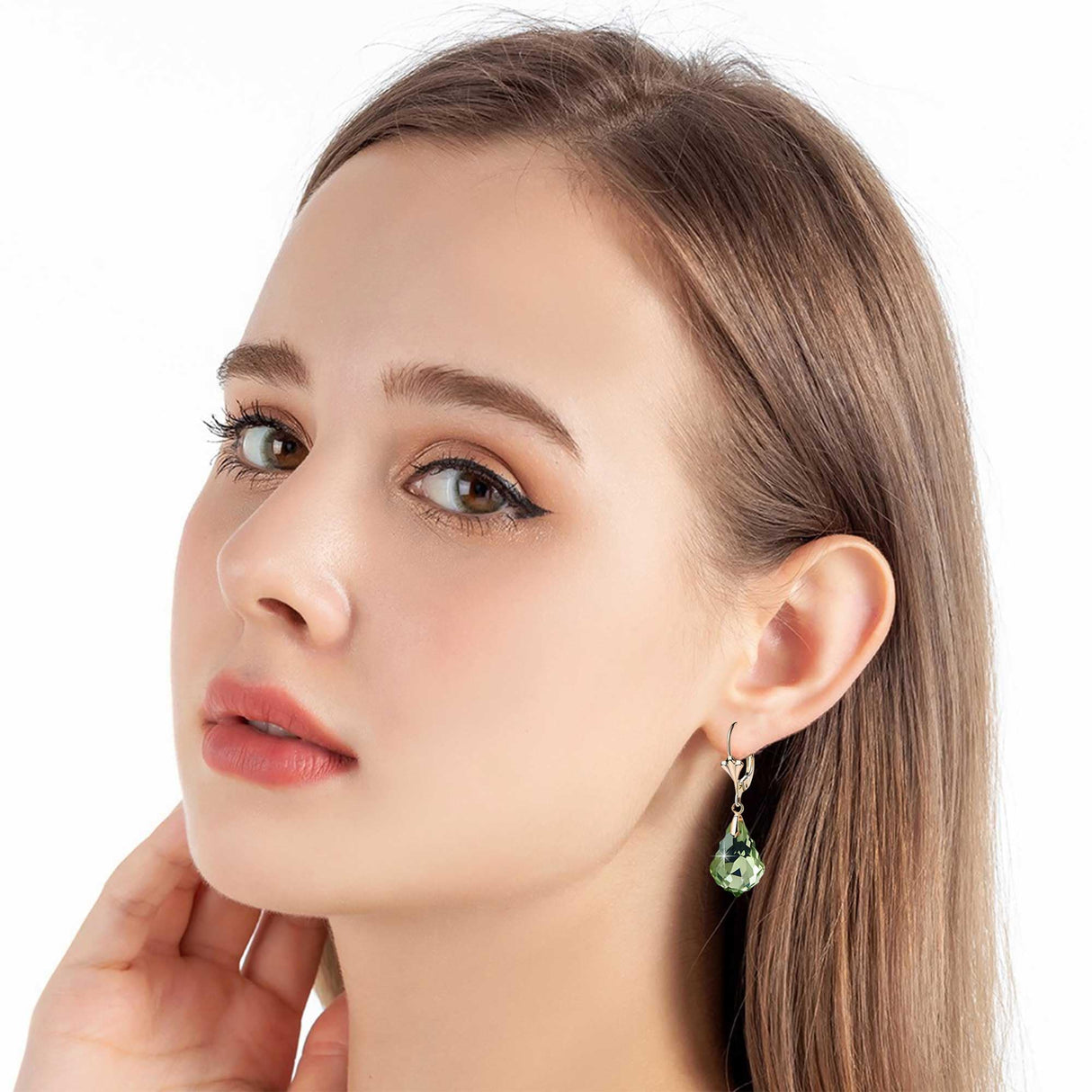 EVEVIC Austrian Crystal Baroque Drop Leverback Earrings for Women