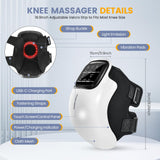 Pokytcox Knee Massager, Large LED Screen, Adjustable Temperature,Cordless Knee Massager with Heat and Vibration, Portable Massager for Knee Discomfort, Longer Knee Straps 48CM
