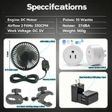 Brioeua 5" Grow Tent Fan, Smart Plug Remote & Timing, 3-Speed Quiet Airflow, Brushless Motor, Adjustable Clamp, 8 Ft Power Adapter for Hydroponics Cooling Ventilation Grow Tent Dual Clip Fans