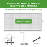 Deer Fence for Garden 4ftx50ft, Plastic Mesh Garden Fencing with Pre-Strung Reinforced Edge, Durable Temporary Fencing, Animal Barrier Fence, Ideal Safe Netting for Poultry, Fruit & Plant Protection