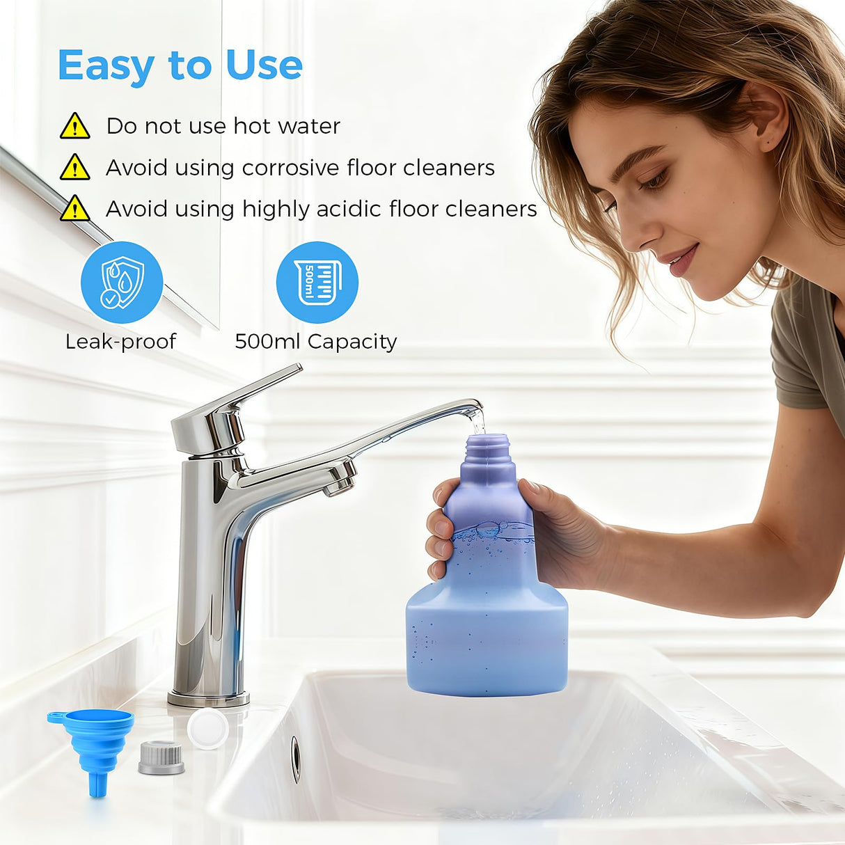 Ndoge Replacement Bottle for Swiffer® Wet Jet™ Mop, Refillable, 500 ML Leak-Proof HDPE Refillable Bottle, 17 FL OZ Solution Bottles, Empty Bottle No Cleaning Solution
