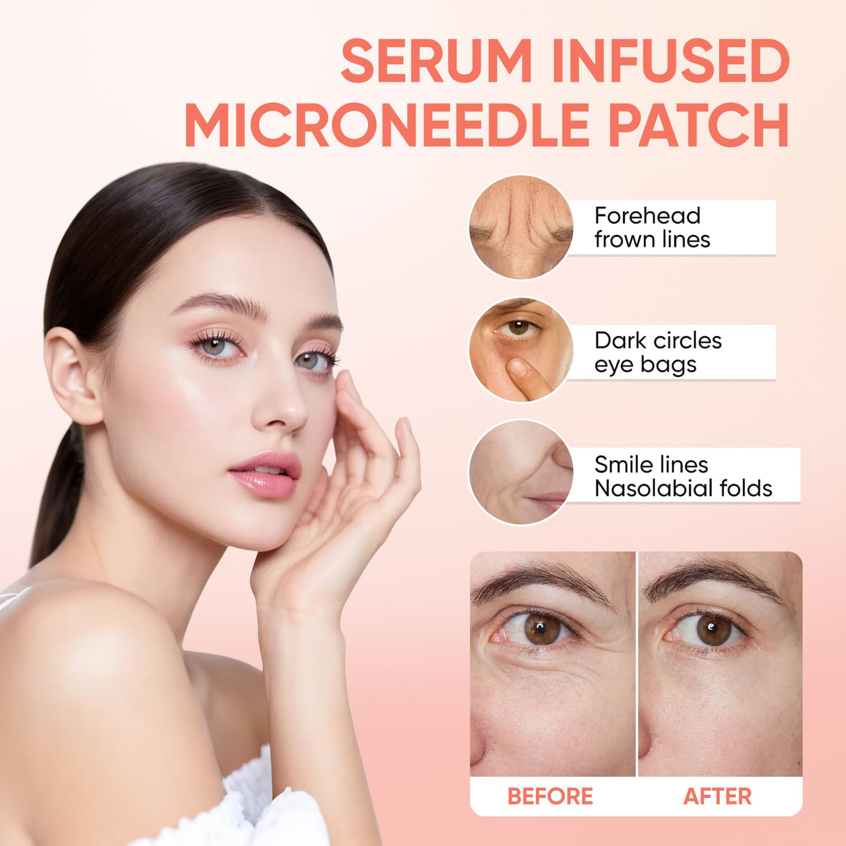 NOVALIFT MicroGlow Eye Patches,Under Eye Patchs Hyaluronic Acid Eye Mask for Dark Circles for Women, Forehead Wrinkle & Smile Line Patches (1BOX(3 Pairs))