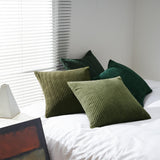 Topfinel Christmas Decorative Throw Pillow Covers Green Series,Winter Fluffy Corduroy Striped Euro Pillows Shams for Couch Bed Bedroom,Western Modern Hunter Green Pillowcase 20x20 Inch Set of 4