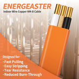 Energeaster 10/2 NM-B Wire,with Ground Indoor Electrical Copper Wire，10 Gauge Wire 2 Conductor Non-Metallic Sheathed Copper Cable(25FT Orange)