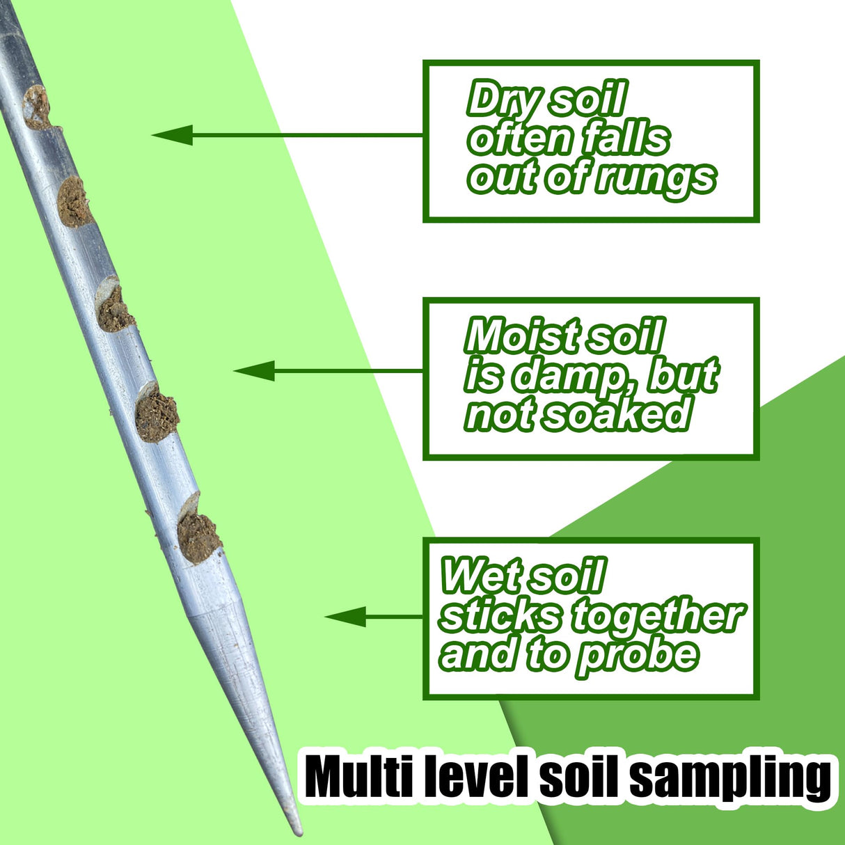 14" Soil Probe for House Plants Stainless Steel Garden Soil Sample Probe No Batteries Required Moisture Meter Soil Probe Rod for Plant Garden Farm Soil Sampling
