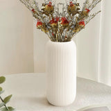 Ceramic Vase for Flowers – Modern Small Ribbed Textured Flower Vase for Home Decor, Pampas Grass, Decorative, Farmhouse, Coffee Table, Kitchen Centerpieces, Bookshelf and Home Living (XL White)
