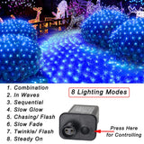 Blue Net Lights, 360 LED Christmas Net Lights Outdoor, 21ft x 5ft Large Net Mesh String Lights, 8 Modes Twinkle String Lights Connectable Plug in for Bushes Halloween Hedge Yard Garden Party Decor