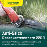 BERGER Grass Shears – Lawn Edging Clippers with Self-Sharpening Anti-Stick Blades, Forged Steel Construction, Ambidextrous Design, Ring Clasp for Hanging Storage – 2200