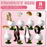 OBUSATT 8 Pcs Porch Goose Wigs Set Cute Lawn Statue Braid Wig with Hair Clips, Hair Ties, Ribbons Porch Goose Outfit Costume DIY Wigs Accessories for Outdoor Garden Patio Yard Goosey Decoration