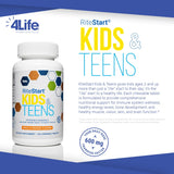 4Life RiteStart Kids and Teens- Apple, Orange Flavors, 22 Essential Vitamins, Minerals, Immune System and Brain Support Ages 2+ - 120 Chewable Tablets