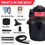 Shop-Vac 5760288 2.5 Gallon Wet/Dry Vacuum, 2.5 Peak HP, 1.25 Inch Diameter x 4 Ft Hose, Portable Compact Design