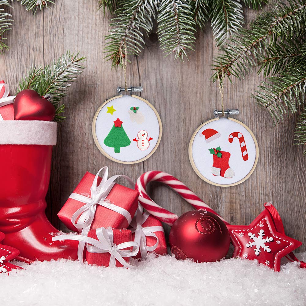 Caydo 24 Pieces 4 Inch Embroidery Hoops Bulk Wholesale Cross Stitch Hoop Ring for Embroidery, Art Craft Handy Sewing and Christmas Decoration