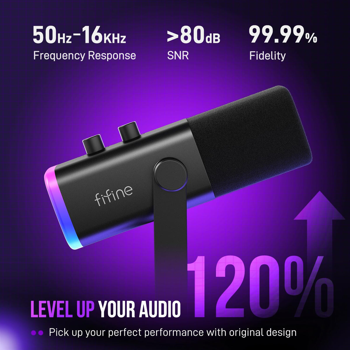 FIFINE AmpliGame AM8 USB/XLR Dynamic Microphone for Gaming Streaming