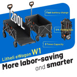 Litheli Electric Wagon Cart with 2 Battery, All-Terrain Wheels & Variable Speed | 200L Capacity, 300 lbs Heavy-Duty Utility Wagon for Camping Beach Garden Shopping