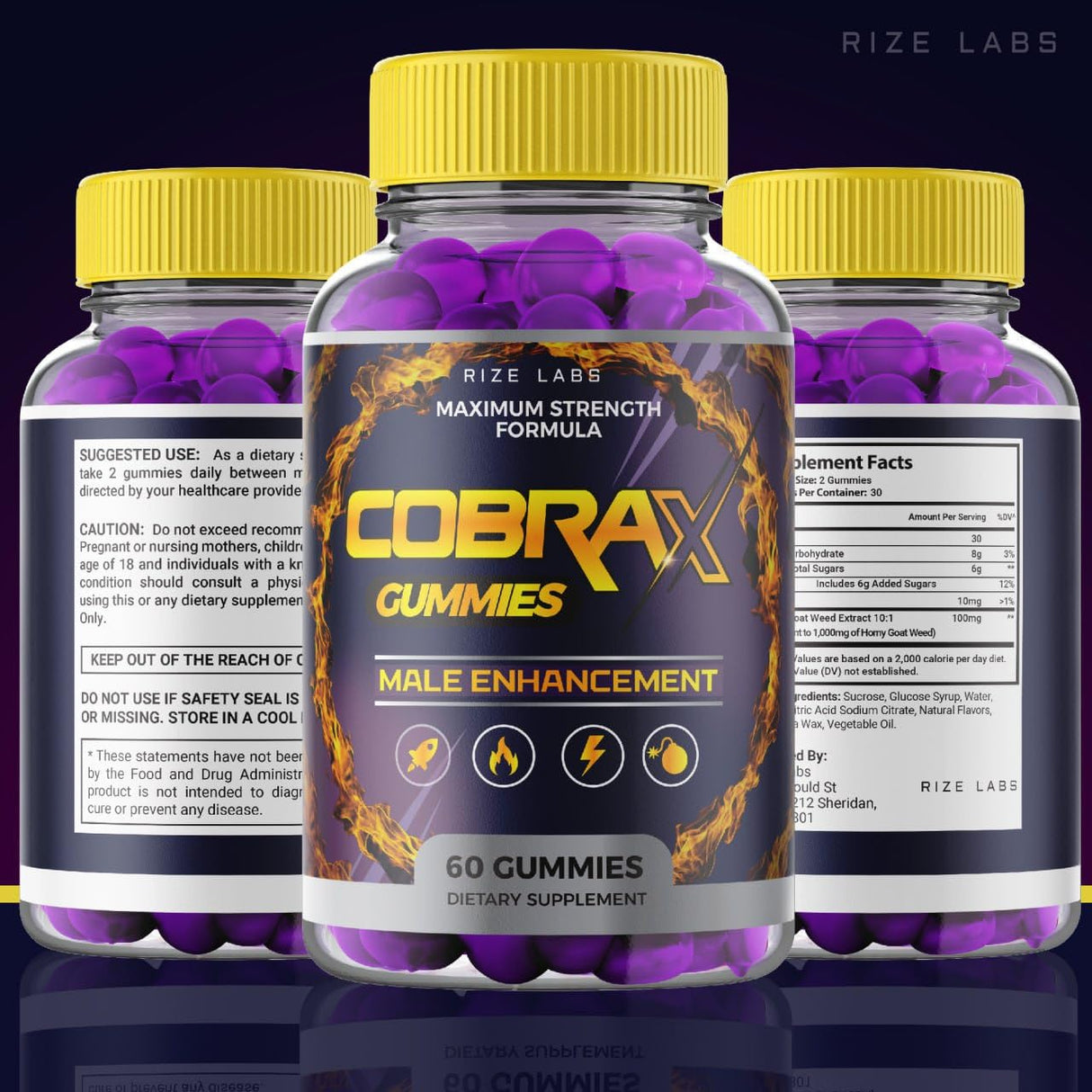 (5 Pack) CobraX Gummies, CobraX Gummies for Men, Cobra X Performance Support Ultra Pure Supplement Gomitas Advanced Formula Energy Review Stamina Performance (300 Gummies)