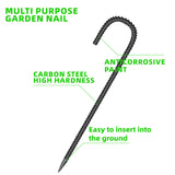 40 Pieces 12-Inch Garden Ground Stakes Galvanized Steel J Shape Hook Rebar Stake - Heavy Duty Anchors for Tents, Position Kits,Fences, and Trampolines