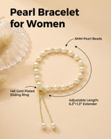 Cowlyn Pearl Bracelet Chain Link Baroque Culture Bossimi 14K Gold Filled Adjustable Fashion Valentine Charm Dainty Handmade Jewelry for Women Wife Mother