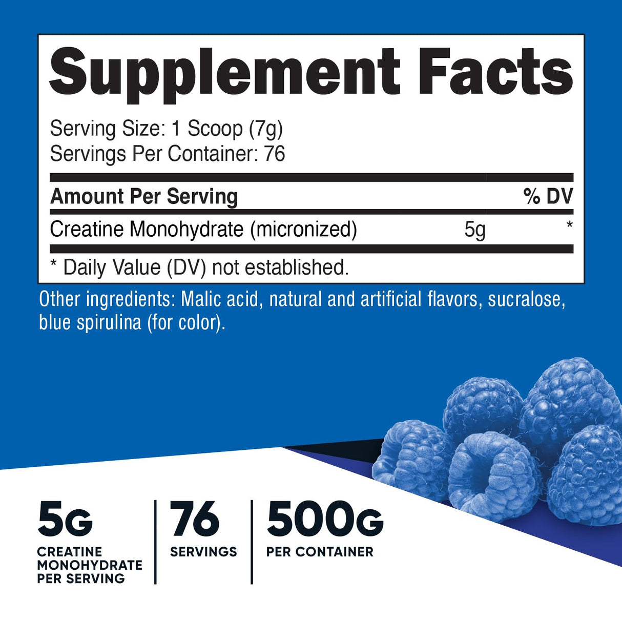 Nutricost Creatine Monohydrate Powder (Blue Raspberry), 500 Grams (1.1 LBS)