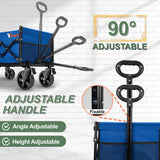 YSIATN Collapsible Folding Wagon Cart with Tailgate - 300lbs Heavy Duty Foldable Utility Wagon and Brake Wheels - 100L Lightweight Grocery Wagons for Shopping Camping Sports Garden, Blue