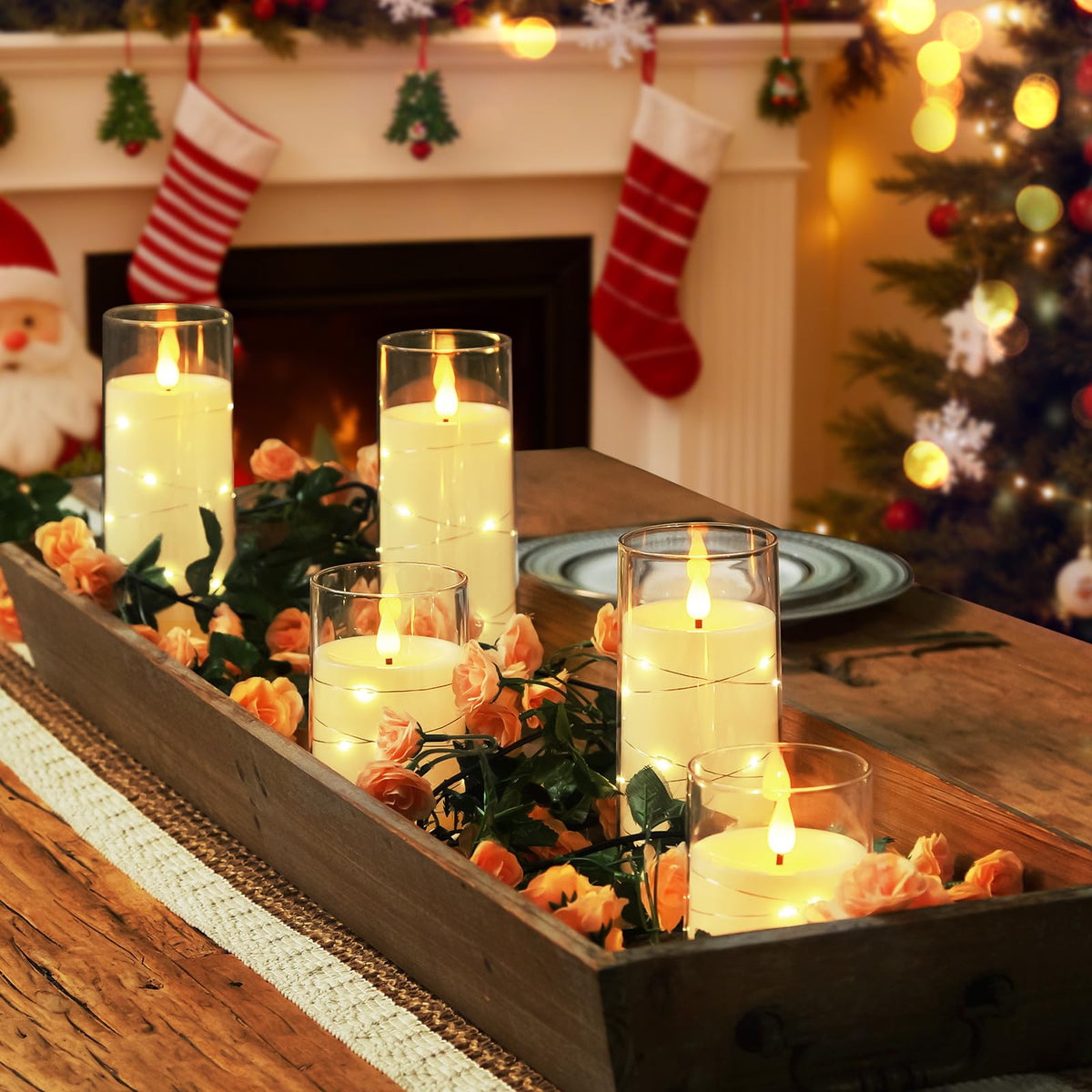 Homemory Flickering Flameless Candles, White LED Pillar Candles with Remote