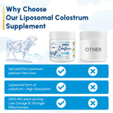 Liposomal Bovine Colostrum Powder Supplement 2500 mg, Higher Absorption Than Regular Bovine Colostrum (60 Servings)