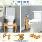 KingPavonini Bamboo Toilet Stool Squat 7in & 9in Heights Adjustable, Foldable Poop Stool for Adult, Potty Stool for Bathroom with Non-Slip Grooves Portable, Space-Saving, 400 lbs Capacity