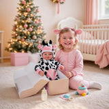 BABESIDE Baby Doll Girl - 17-Inch Soft Body Realistic Baby Doll with Blue Eyes and Cow Outfit Real Life Baby Dolls for 3 4 5 6 7 8 9 Years Girl Birthday Gifts, Pretend Play, Christmas & Collection