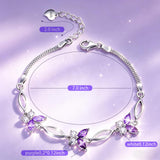 Nieboa S925 Sterling Silver Purple Butterfly Bracelets for Women,Anniversary Jewelry Gift for Women Mother Wife friend(Purple)