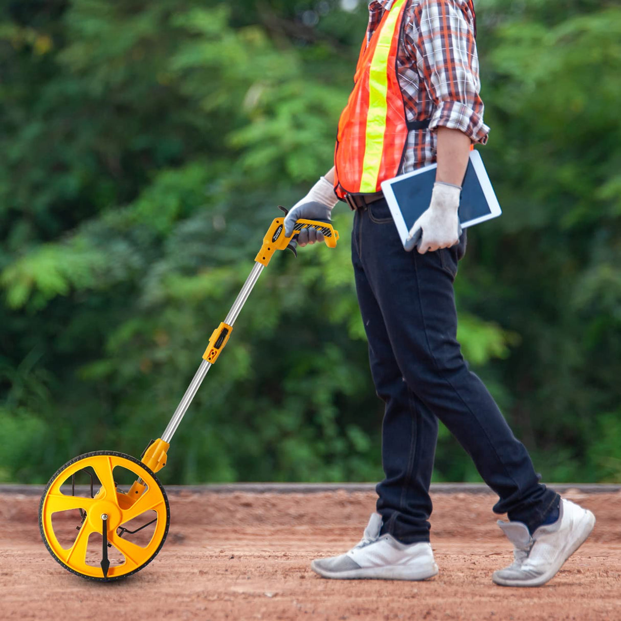 Zozen Professional Measure Wheel, with Brake & Handle Reset - Advanced Collapsible/Mechanical, Distance Measuring Wheel in Feet [Up To 10,000Ft], with Cloth Carrying Bag.