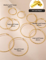 Geveay Gold Hoop Earrings for Women Trendy Hypoallergenic Lightweight Large Big Thin Twisted 14K Gold Hoop Earrings 50MM