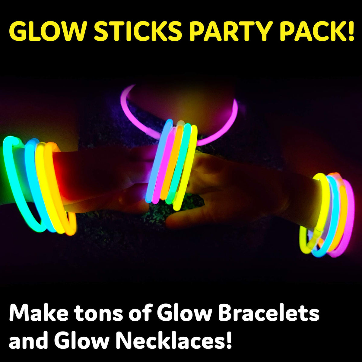 PartySticks Ultra Bright Glow Sticks Bulk Party Supplies 400 Pack - 8" Glow in the Dark Light Up Halloween Party Favors, Glow Decorations, Neon Party Necklaces and Bracelets with Connectors