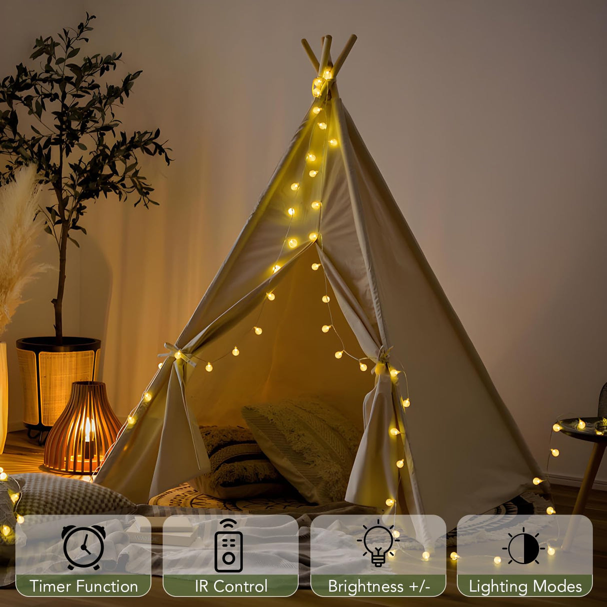 Metaku Globe Fairy Lights Battery Operated 33ft 80LED String Lights with Remote Waterproof Indoor Outdoor Hanging Decorative Christmas Lights for Home Party Patio Garden Wedding