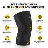 CAMBIVO 2 Pack Knee Braces for Knee Pain, Knee Compression Sleeve for Men and Women, Knee Support for Meniscus Tear, Running, Weightlifting, Workout, ACL, Arthritis, Joint Pain Relief (Black,Medium)