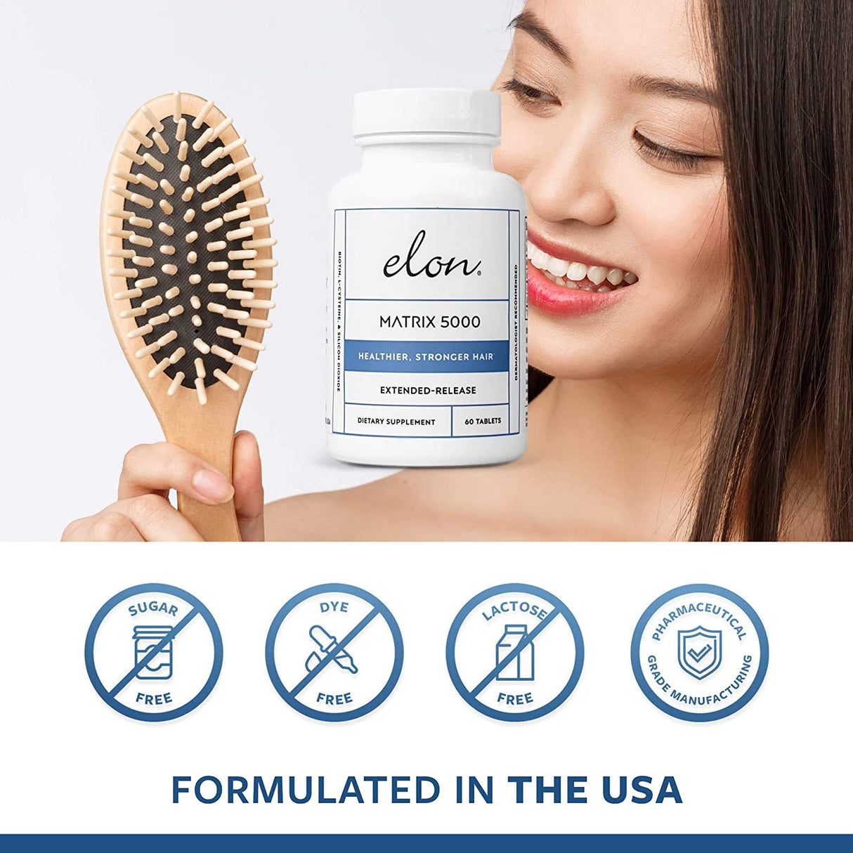 Elon Matrix 5000 - Biotin 5000mcg Vitamins for Hair Growth w/Extended Release - Promotes Healthy & Strong Hair - Pack of 2 (120 Day Supply)