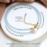 Gempires Aquamarine Pearl Choker Necklace for Women, March Birthstone