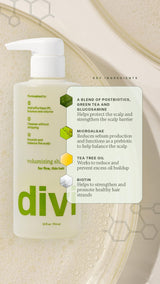 Divi Volumizing Shampoo and Conditioner Set for Women and Men - Lightweight Hair Care Duo for Fine and Thinning Hair - Adds Volume, Lift, and Bounce - Strengthens and Nourishes Hair, 2 x 12 Fl Oz