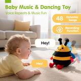 hahaland Musical Tummy Time Bouncing Plush Bee Crawling Toy for 6 Month