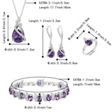 BriLove Wedding Bridal Prom Jewelry Set for Women Bride Bridesmaid Purple