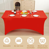 Fixwal 3 Pack Red Table Cloths Rectangle 6FT, Tablecloths Rectangular Stretch Spandex Fitted Table Covers 6 ft for Festival Parties, Christmas Decorations, Trade Shows, Banquet, Weddings, Event