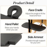 HENGJIANYI Massage Table, Portable 2 Section Foldable Tattoo Bed, Height Adjustable Lash Spa Bed with Face Cradle, Home Light Weight Facial Salon Bed with Wood Frame, Black