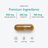 Vitanica Breast Cycle Blend, Breast Cycle Support, Iodine, Borage Seed Oil, Chaste Tree Berry (Vitex), Dandelion, Vegan/Vegetarian, 60 Capsules